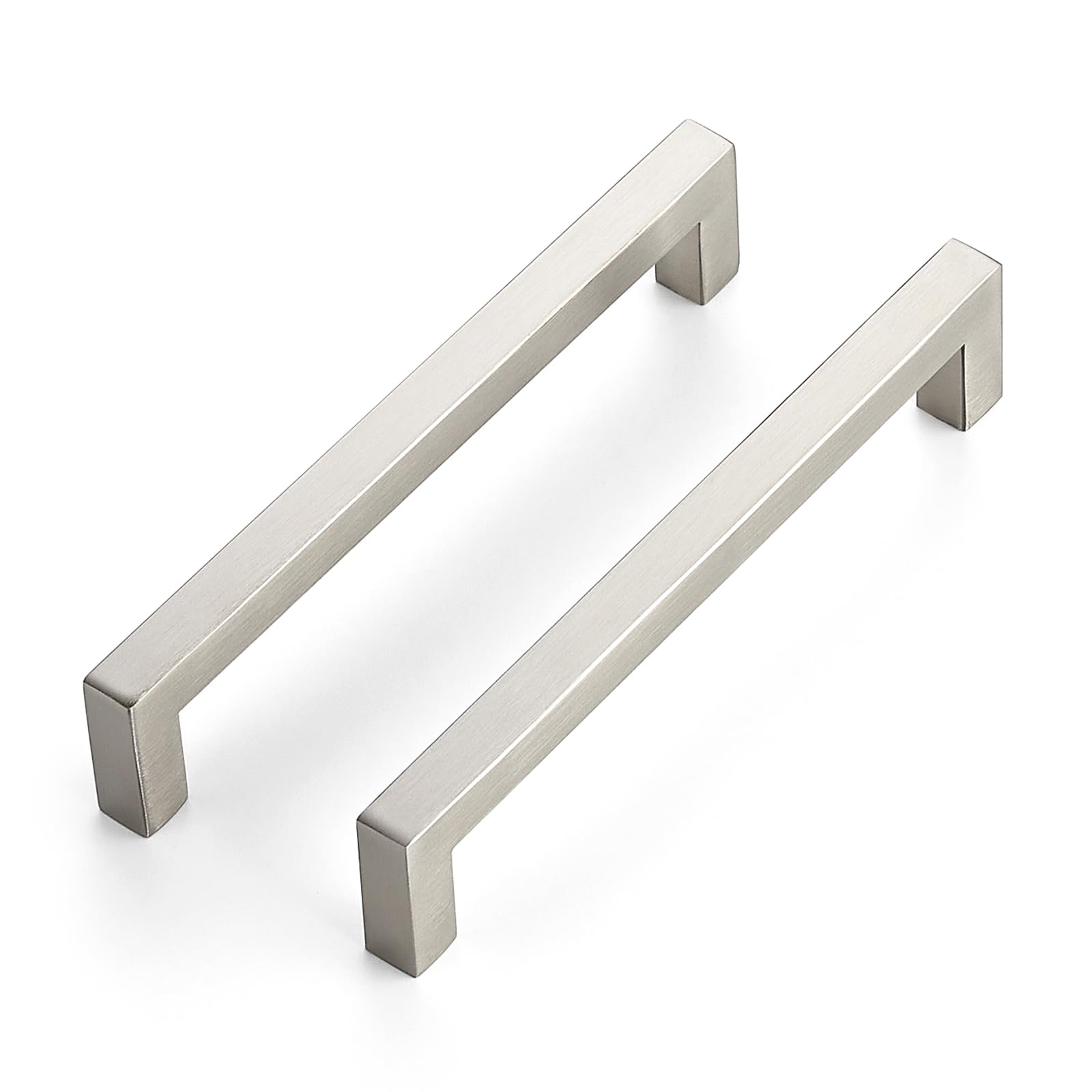 JOY DECOR 6 Pack Cabinet Handles, Brushed Nickel Cabinet Pulls, 6-1/4 Inch Kitchen Closet Handles Square Drawer Pulls Stainless Steel Drawer Hardware, 160mm Hole Centers