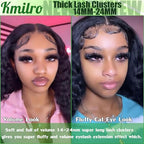 Fluffy Lash Clusters Kit 14-24mm Thick Long Cluster Eyelash Extensions Kit 180D D Curl Volume DIY Lash Extension 240pcs Soft Wispy Individual Lashes Kit with Bond and Seal Lash Tweezers, by Kmilro