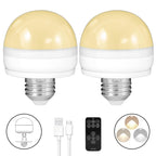 BLUEYE Rechargeable Light Bulbs,2Pack,10W,Remote Control,Soft Warm 2700K-6000K,50W Equivalent,450Lumens,E26 Detachable Charging,Battery Operated Emergency Lamp for No Outlet
