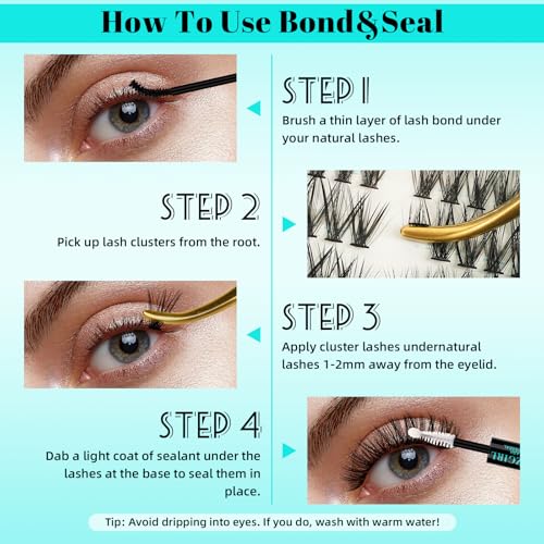 Lash Clusters Kit 280pcs DIY Lashes Extension Kit 40D D Curl Individual Natural Eyelash Cluster with Lash Bond and Seal,Lash Glue Remover and Lash Tweezers for Eyelash Extensions Kit(9-18mm,D-MIX)