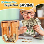 SummiDate Wooden Letter Piggy Bank| Piggy Bank for Boys Girls Toddler| Alphabet U Money Bank| Coin Bank Birthday Gift for Kids|Birthday Gift for Kids (U)