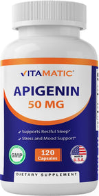 Vitamatic Apigenin 50 mg, 120 Capsules, Made in USA - 2 Pack