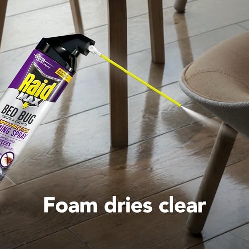 Raid Max Bed Bug Crack & Crevice Extended Protection Foaming Spray, Kills Bed Bugs for up to 8 weeks on Laminated Woods and Surfaces, 17.5 oz