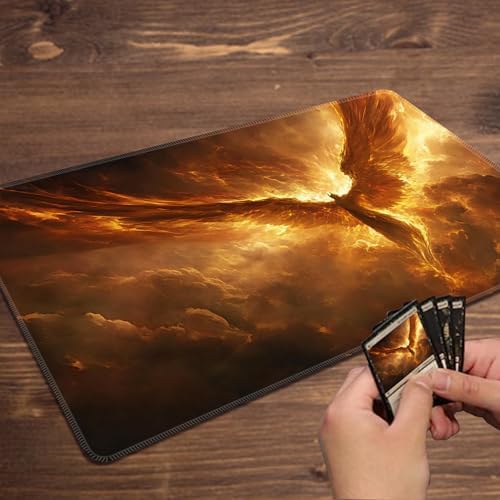 MTG Playmat Magic Card Playmat Game Mat,TCG & CCG Card Games Mat with Free Storage Bags Size 24 x 14 Inches (No with Zones,Bird)