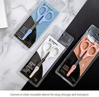 Eyebrow Scissors Self Care Tools Small Scissors for Facial, Nose, Eyebrow, Mustache, and Beard Hair Trimming & Grooming, Straight Edge, White Short Cap