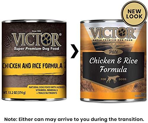 Victor Super Premium Dog Food – Chicken and Rice Formula Pâté – Canned Wet Adult Dog and Puppy Food - All Breed Sizes, 12 x 13.2 oz Cans