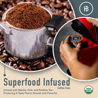 Healthy Bean Low Acid Coffee Pods - USDA Organic, Mold-Free, Superfood Infused Single Serve Coffee Pods - Clean, Gentle on Stomach, Smooth and Rich Flavor - Semi-Dark Roast Coffee Capsules, 12 Pack
