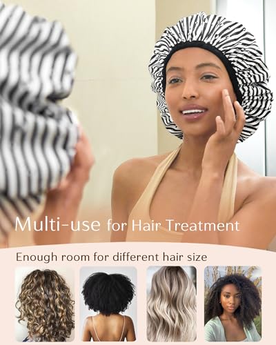Yanibest Waterproof Shower Cap for Women, Reusable Double Layer Shower Cap, Non-Slip Shower Cap for Most Hair Types, One Size
