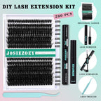 Fluffy Lash Clusters Kit 80D+100D DIY Lash Extension Kit With 10-18MM Thick Individual Lashes Cluster Lash Bond and Seal Remover Tweezers for Eyelash Extension at Home(KIT-80D+100D-280Pcs)