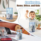 Hicocool Clear Piggy Bank for Adults Kids Must Break to Open, Blue Acrylic Piggy Bank Unopenable Money Savings Jar (8" H x 5" D)