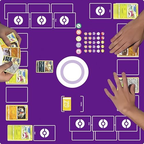 Playmat for Trading Card Game – 2-Player Trainer Mat with Damage Counters and Professional Storage Bag (Purple, Large)