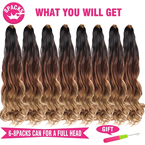 Unionbeauty French Curl Braiding Hair 10 Inch French Curly Braiding Hair 8 Packs Body Wavy Braiding Hair for Boho Box Braids Crochet Hair Curly Braiding Hair Synthetic Braiding Hair Extension 1B3027#