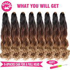 Unionbeauty French Curl Braiding Hair 10 Inch French Curly Braiding Hair 8 Packs Body Wavy Braiding Hair for Boho Box Braids Crochet Hair Curly Braiding Hair Synthetic Braiding Hair Extension 1B3027#