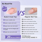 BTArtbox Almond Press On Nails - Soft Gel Nail Tips Medium XCOATTIPS Natural with Base Color, Stronger Adhesion, Nude Pre-shaped Ultra Fit Fake Nails for Women Gift