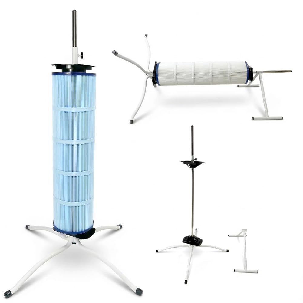 Ulinlo pouly 2-in-1 Pool Filter Cleaner Stand with Vertical & Horizontal Dual-Mode, Rotatable Cleaning Tool for 3", 4", 6" Cartridges