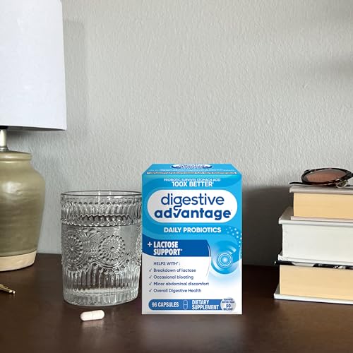 Digestive Advantage Lactose Defense Capsules (96 Count In A Box), Helps Breaks Down Lactose and Defend Against Digestive Upset, Supports Digestive and Immune Health, CFUs
