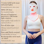 K11 LED Red Light Therapy Face Mask & Neck | 7-Color Rejuvenating Facial Skin Care Set | Portable Anti-Aging Mask for Home & Travel Use
