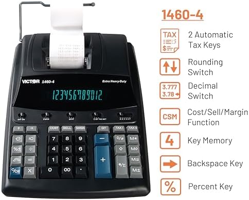 Victor 1460-4 12 Digit Extra Heavy Duty Commercial Printing Calculator