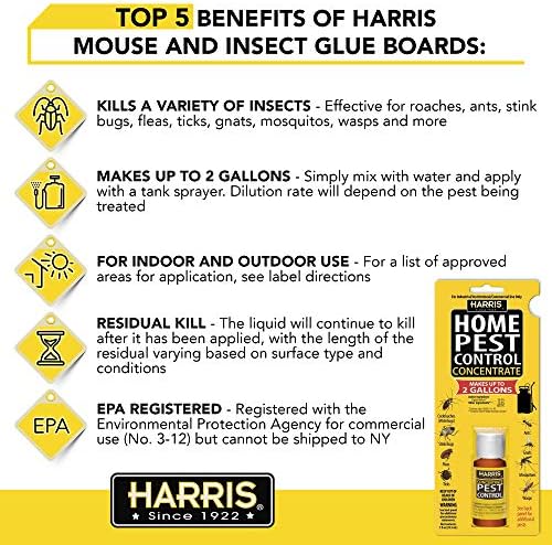 HARRIS Home Pest Control, 2-Gallon Concentrate - Kills Roaches, Ants, Stink Bugs, Fleas, Ticks, Gnats, Mosquitos, Wasps and More