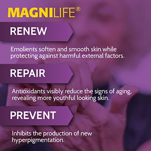 MagniLife Dark Spot Cream, Natural Treatment Diminishes Sun-Damage, Liver Spots, Freckles & Discoloration For Younger Looking Skin - Fader & Corrector For Face, Chest, Hands & Body - 2oz