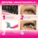 DIY Lash Extension Kit Fluffy Lash Clusters Kit 300PCS Eyelash Clusters with Bond and Seal Glue Thick 60D+80D+100D Cluster Eyelash Extensions Kit D Curl Volume Individual Lashes Kit at Home by Eefofnn
