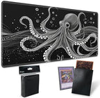 Playmats for Magic: The Gathering MTG Card Game Mat Plus 50 Pcs Card Sleeves, 24 x 14 inch TCG Mat with Stitched Edge for Commander Deck Duskmourn Board Game, Octopuses