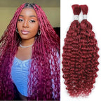 Human Braiding Hair 22inch Water Wave for Braiding Wet and Wavy Micro Braiding Human Hair No Weft Human Braiding Hair Extensions for Box Boho Braids 100g With 2Bundles（22inch,99J#)