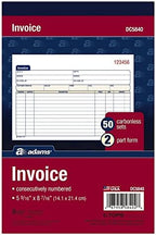 Adams Invoice Book, 2-Part, Carbonless, 5-9/16 x 8-7/16 Inches, 50 Sets per Book, Sold as 6 Pack (DC5840)