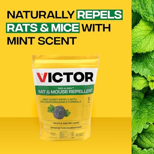 Victor Rat-A-Way Rat & Mouse Repellent Peppermint Oil Biodegradable Pellets Natural Rodent Repeller for Rats and Mice Indoor or Outdoor use 3lb M807