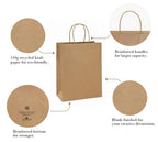 BagDream Kraft Paper Bags with Handles 10x5x13 Inch Brown 100 Pack Bulk
