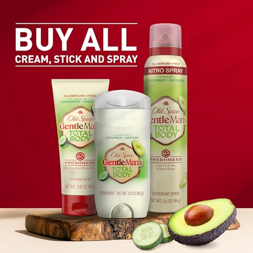 Old Spice Whole Body Deodorant for Men, Total Body Deodorant, Cucumber + Avocado, Aluminum Free Deodorant Spray for 24/7 Freshness // Dermatologist Tested Whole Body Deodorant, 3.5 oz