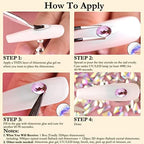 Dowarm 3200PCS Nail Art Rhinestones, Light Pink Flatback Rhinestones for Nails, Crafts, 12 Styles 3D Glass Crystal Nail Gems
