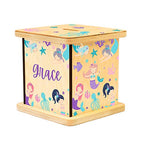 Wooden Piggy Bank for Kids and Adults, Personalized Gift Handmade in USA by BloomOwl, Custom Piggy Bank, Personalized Banks for Kids, Gifts for Baby Boys and Girls (Mermaid)