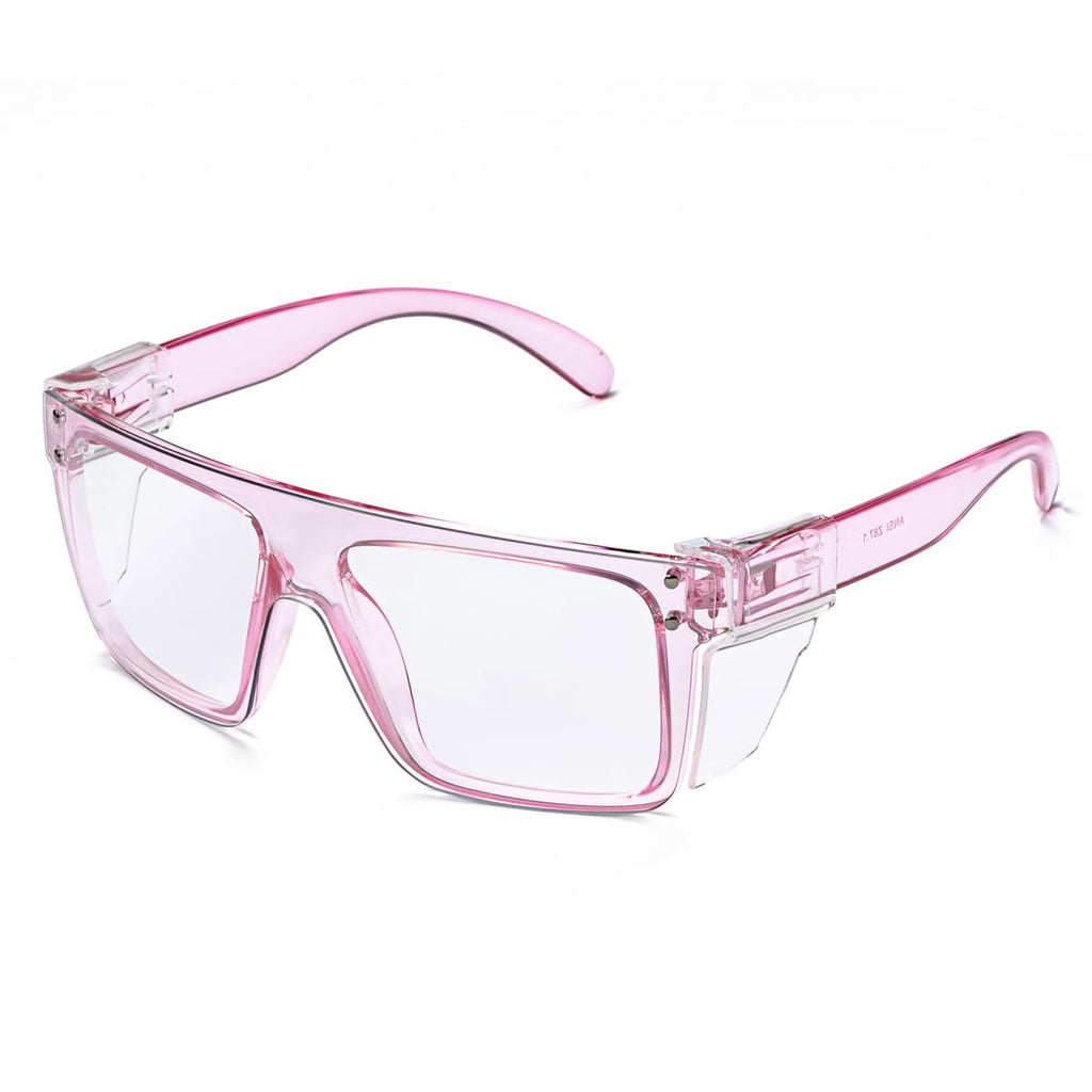 BINGKING ANSI Z87 UV400 Transition Photochromic Pink Safety Glases sunglasses for women (Clear pink (clear shield))