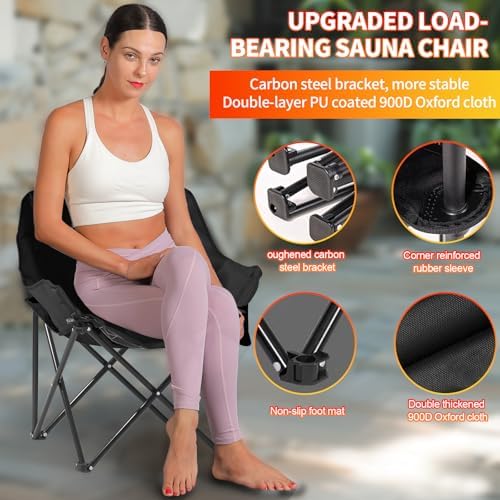 Full Size Portable Infrared Home Sauna, Upgraded Personal Sauna Box with 660nm Red Light Therapy Lamp, Separate Heating Foot Pad and Portable Chair for Relaxation Detox