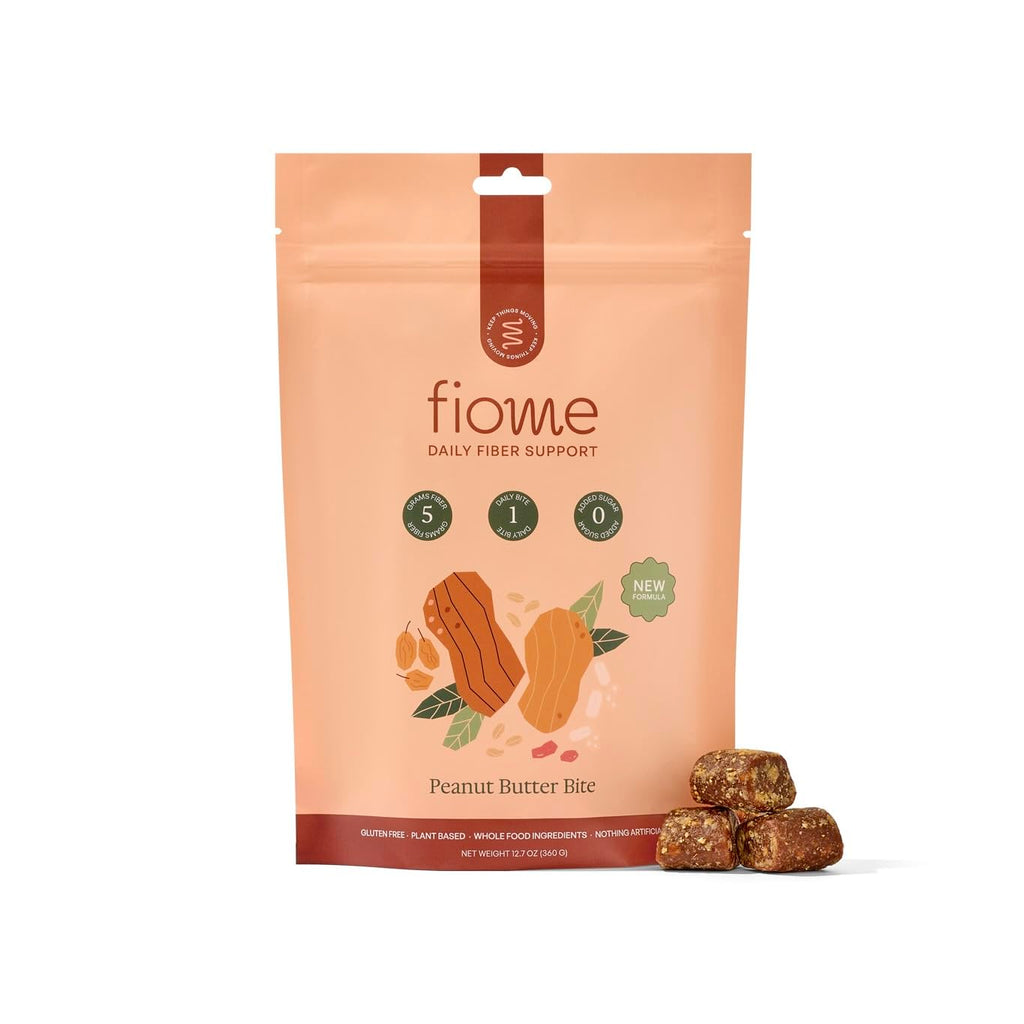 Fiome Fiber Bites - 5g Daily Fiber Supplement - Supports Regularity, Digestion and Gut Health - All Natural Ingredients, Peanut Butter Flavor, 30 Servings