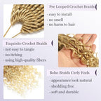18 Inch Box Braids Crochet Hair Goddess Box Braids Crochet Hair 8 Packs Crochet Hair for Black Women Boho Crochet Braids Crochet Hair for Black Women Crochet Box Braids With Curly Ends（18 Inch,27/613）
