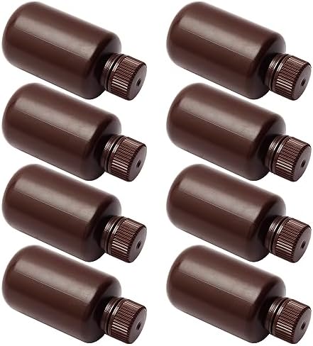 Othmro 8Pcs 4.3oz Plastic Containers Lab Chemical Reagent Bottles 125ml Small Mouth Liquid Solid Storage Bottles Round Sample Storage Containers Sealing Bottles with Cap for Food Stores Brown