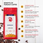 Puroast Low Acid Coffee Whole Bean | Espresso Roast Whole Bean | Dark Roast | High Antioxidants & High pH |No Bitter Aftertaste | Reduced Heartburn & GERD | Suitable for Cold Brew - 2.2 LB