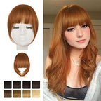 BARSDAR Human Hair Clip in Bangs - French Thick Human Hair Bangs Clip in Extensions for Women - Auburn Hair Bangs Clip on Fringe Real Human Hair Bangs Hairpieces Daily Dyeable - Medium Auburn