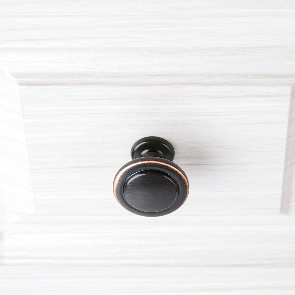 KOOFIZO Round Cabinet Knobs Oil Rubbed Bronze Cabinet Pulls, Dia. 1-1/4 Inch, 10 Pack Bronze Drawer Knobs for Kitchen Cabinets 1960 Drawers Dresser Cupboard Bedroom Bathroom