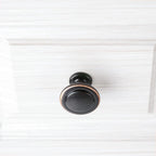 KOOFIZO Round Cabinet Knobs Oil Rubbed Bronze Cabinet Pulls, Dia. 1-1/4 Inch, 10 Pack Bronze Drawer Knobs for Kitchen Cabinets 1960 Drawers Dresser Cupboard Bedroom Bathroom