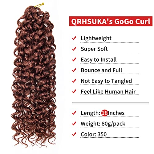 GoGo Curl Crochet Hair for Women Ginger Curly Crochet Hair Water Wave Crochet Hair Beach Curl Crochet Synthetic Hair Deep Wave Braiding Hair Extensions (18 inch(Pack of 2), 350)