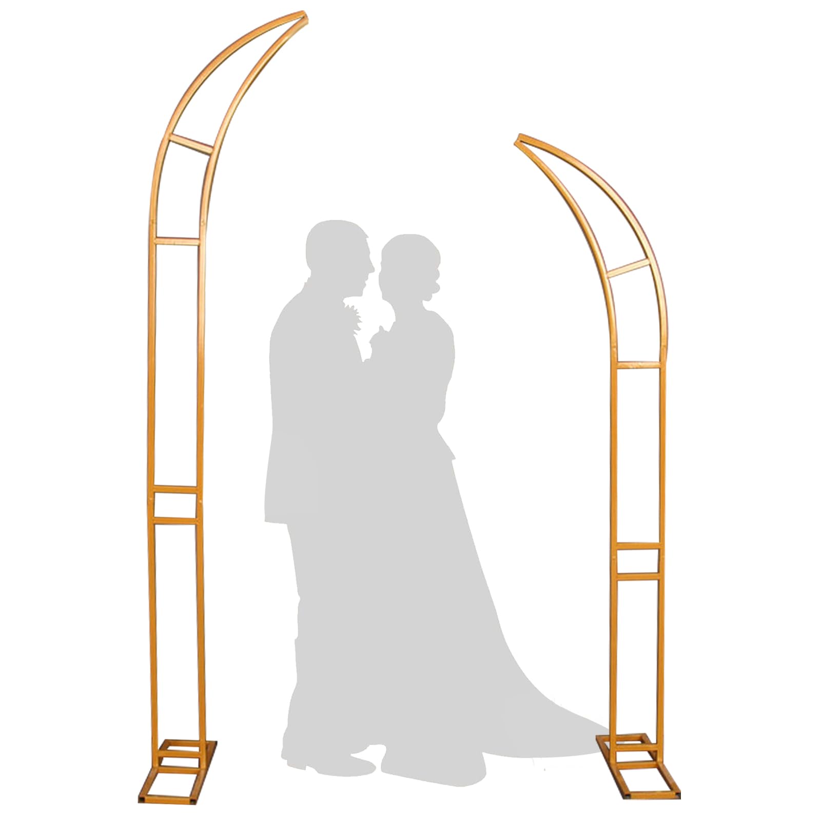 Curved Metal Wedding Arch Stand, Garden Arch Flower Stand Outdoor Indoor Use for Wedding Ceremony Birthday Anniversary Floral Stand Background Decoration 8.2FT and 6.9FT (Gold)
