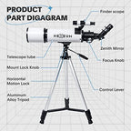 Telescope 80mm Aperture 600mm - Astronomical Portable Refracting Telescopes Fully Multi-Coated High Transmission Coatings AZ Mount with Tripod Phone Adapter, Wireless Control, Carrying Bag.