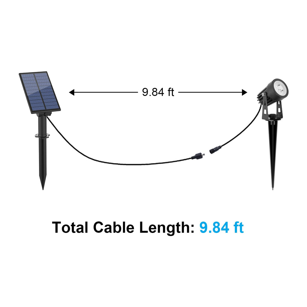 APONUO Metal Solar Spot Lights Outdoor with 9.8ft Cable Solar Powered Landscape Lighting Low Voltage IP65 Waterproof Auto On/Off for Outside Garden Yard Landscape Pathway Garage-Cool White(1-in-1)