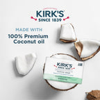 Kirk's Castile Bar Soap for Men, Women & Children - Made with Premium Coconut Oil, Sensitive Skin Formula, Vegan, Non GMO, Aloe Vera, 4 oz. Bars 6 Pack