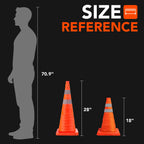 TENKAIWICK 18 Inch 6 Pack Traffic Cones,Collapsible Safety Cones,Multi Purpose Pop-up Cones with Reflective Collar,Orange Cones for Parking lot, Driveway, Driving Training etc
