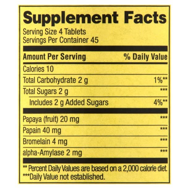 Spring Valley Spring - Valley Papaya Enzyme Complex Tablets - 180 Chewable Tablets Pack of 2 180 Count (Pack of 2)