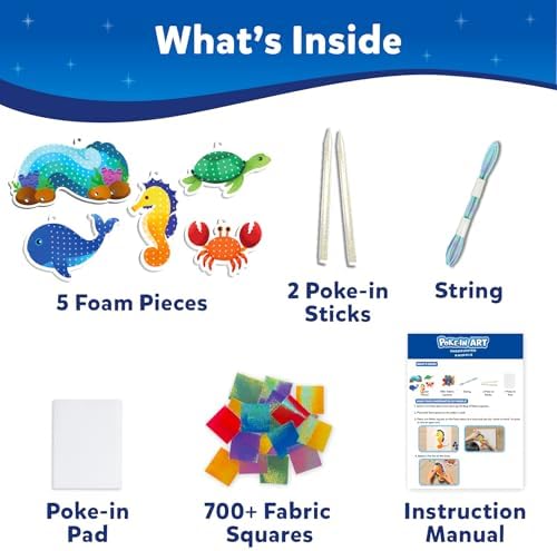 Skillmatics Poke-in Art - Underwater Animals, Mess-Free Arts & DIY Wood Crafts for Kids, Creative Kit, Gifts for Girls & Boys Ages 4, 5, 6, 7, 8, 9